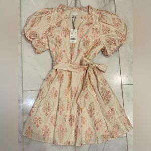 NWT A Loves A Floral Puff Sleeve Dress with Belt